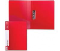Папка с боковым металлическим прижимом и внутренним карманом красная, бизнес-класс 0,7 мм, BRAUBERG "Contract" 221788