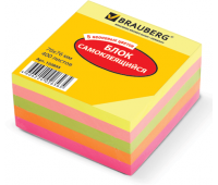 Блок самоклеящийся 76*76 мм 400 листов, цвета желтый, розовый, зеленый, оранжевый, малиновый BRAUBERG, 122855