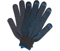 Перчатки хлопчатобумажные ЛАЙМА ЛЮКС, комплект 5 пар, ПВХ-точка, 10 класс, 40-42 г, 116 текс, черные, 601914