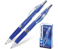 Ручка шариковая автоматическая синяя с резиновым упором BRAUBERG "Rave" 141068