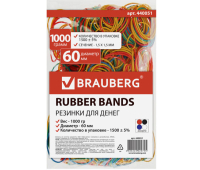 Резинка бухг.BRAUBERG (натур. каучук)1000г цветные. 440051