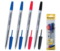 Набор шар. ручек Brauberg LINE 4шт. (2син., черн., красн.)  в пластик. упаковке 141100