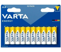 Батарейки алкалиновые "пальчиковые" КОМПЛЕКТ 10 шт., VARTA ENERGY, АА (LR6, 24А), блистер, 4106229491, 457404