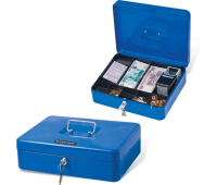 Ящик для денег, ценностей, документов, печатей 90*240*300 мм, с ключевым замком, синий BRAUBERG  290336