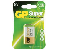 Батарейка GP Super, Крона (6LR61, 6LF22, 1604A), алкалиновая, 1 шт., в пленке, 1604A-5S1, 456686
