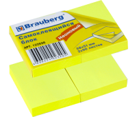 Блок самоклеящийся 38*51мм 2*90 листов неоново-желтый BRAUBERG, 122698