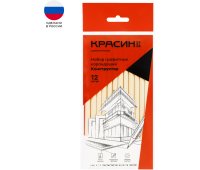 Набор карандашей ч/г Красин "Конструктор" 12шт., 2Т (2Н), Т (Н)-2, ТМ (НВ)-4, М (В)-3, 2М (2В)-2, шестигран., заточен., ПП пакет, европодвес, С-350, 346233