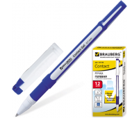 Ручка гелевая синяя с резиновым упором BRAUBERG "Contact" 141184