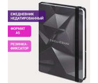Ежедневник недатированный с резинкой А5 (145х203 мм), BRAUBERG, твердый, 128 л., "Geometry", 114553