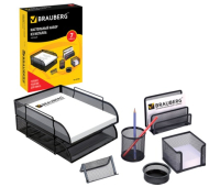 Настольный набор из металла BRAUBERG "Germanium" 7 предметов, черный, 231962