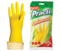 Перчатки хозяйственные резиновые PACLAN "Universal", с х/б напылением, размер L (большой), желтые 602482