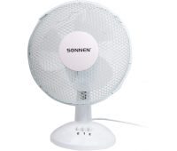 Вентилятор настольный SONNEN "Desk Fan", d=23см, 25Вт 2 скор. режима, белый/cерый, 451038