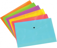 Папка-конверт с кнопкой А4 прозрачная 6 цветов ассорти ERICH KRAUSE "NEON" 31011 (223495)