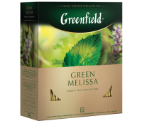 Чай GREENFIELD "Green Melissa", зеленый с мятой, 100 пакетиков в конвертах по 1,5 г 195455/620220/271752