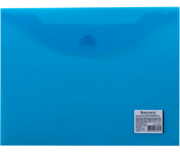 Папка-конверт с кнопкой А5 240*190мм, прозрачная  синяя BRAUBERG 224027