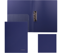 Папка с боковым металлическим прижимом и внутренним карманом синяя BRAUBERG "Диагональ" 221357