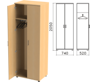 Шкаф для одежды "Монолит" ШМ50.1, 2 отделения, (ш740*г520*в2050 мм), ЛДСП, цвет бук 640180