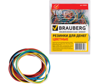 Резинки для денег BRAUBERG (натур. каучук!) цветные, 100 г, 180шт. ± 5%, 440036