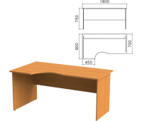 Стол письменный эргономичный "Фея" СФ09.5 (ш1600*г900*в750 мм), левый, цвет орех милан 640009