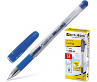 Ручка гелевая синяя, BRAUBERG "Geller", корпус прозрач, игольчатый пишущий узел 0,5мм, рез.держ, 141179