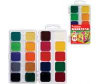 Краски акварельные  20 цветов, медовые, пластиковая коробка, без кисти, BRAUBERG 190553