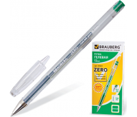 Ручка гелевая, корпус прозрачный, толщина письма 0,5 мм, зеленая BRAUBERG "Zero" 141021