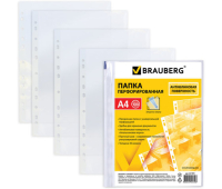 Папки-файлы перфорированные, А4, BRAUBERG "STANDARD", комплект 100 шт., матовые, 30 мкм, 221991