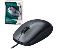 Мышь проводная оптическая LOGITECH M100, USB, 3кнопки+ 1колесо-кнопка, черный/серый, (910-001604) 511454