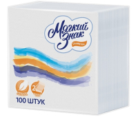 Салфетки 24х24 2-х слойные Мягкий знак, 100 шт/уп