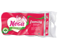 Бумага туалетная NEGA Family (Нега), 2-х слойная, спайка 8шт.х23м, белая, ш/к 00236, 125313