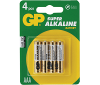 Батарейки GP (Джи-Пи) Alkaline AAA (LR03, 24А), КОМПЛЕКТ 4шт., в блистере, 1.5В 450436/222158