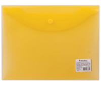 Папка-конверт с кнопкой BRAUBERG А5 240*190мм, прозрачная , желтая, 0,15мм, 224028
