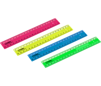 Линейка 20см СТАММ, пластиковая, 2 шкалы, непрозрачная, неоновые цвета, ассорти, европодвес, ЛН-31238, 351472