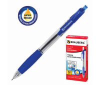 Ручка шариковая масляная автоматическая с грипом BRAUBERG "Jet", СИНЯЯ, узел 0,7 мм, линия письма 0,35 мм, 142132