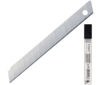 Лезвия для ножей STAFF эконом, КОМПЛЕКТ 10 шт., 9мм, толщина лезвия 0,38мм, в пластик. пенале, 235465