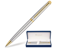 Ручка шариковая WATERMAN Hemisphere Stainless Steel GT, корпус латунь, позолоч. детали, S0920370,син 141693