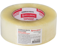 Клейкая лента (скотч) 48мм х 200м упаковочная BRAUBERG, прозрачная, гарантированная длина, 45мкм, 440089