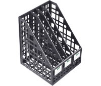 Лоток вертикальный для бумаг СТАММ ширина 240 мм, 4 отделения, сетчатый, сборный, черный ЛТВ-63722 (235649, 186747)