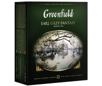 Чай GREENFIELD "Earl Grey Fantasy", черный с бергамотом, 100 пакетиков в конвертах по 2г,  620392/183207