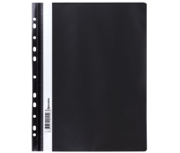 Скоросшиватель пластиковый с перфорацией BRAUBERG, А4, 140/180 мкм, черный, 226586