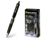 Ручка гелевая BRAUBERG автомат. "Black Jack", корпус трехгранный, рез. держ., черная, подходит для ЕГЭ, 141552