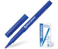 Маркер перманентный (нестираемый) BRAUBERG "CLASSICLine", классич.тонкий, наконечник 1мм, синий, 150297