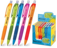 Ручка шариковая BRAUBERG "Juicy" (БРАУБЕРГ "Джуси") автоматичекая, корпус ассорти, толщина письма 0,7 мм, резиновый держ., синяя, 141546