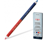 Карандаш двухцветный утолщённый KOH-I-NOOR, 1 шт., красно-синий, грифель 3,8 мм, картонная упаковка, 34230EG006KS
