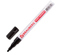 Маркер-краска лаковый 1-2 мм, черный, нитро-основа, алюминиевый корпус, BRAUBERG (БРАУБЕРГ), 150868