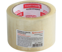 Клейкая лента 72 мм х 66 м, упаковочная, BRAUBERG (БРАУБЕРГ), прозрачная, гарантированная длина, 45 мкм, 440077