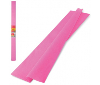 Цветная бумага крепированная плотная, растяжение до 45%, 32 г/м2, BRAUBERG, рулон, розовая, 50х250 см, 126532