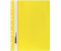 Скоросшиватель пластиковый с перфорацией BRAUBERG, А4, 140/180 мкм, желтый, 226587