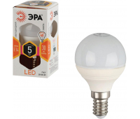 Лампа светодиодная ЭРА, 5 (40) Вт, цоколь E14, шар, теплый свет, 30000 ч., LED smdP45-5w-827-E14, 452179
