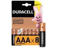 Батарейки DURACELL, Basic AAA LR03, Alkaline, 8 шт., в блистере, 1,5 В, 81267262  453558/216806